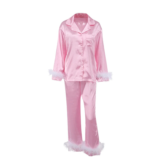 Dariah Doll Feather and Satin Lounge Set